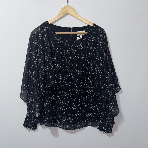 Laundry by shelli segal Black Sparkle Polka Dot women’s blouse size 6 - Picture 1 of 9